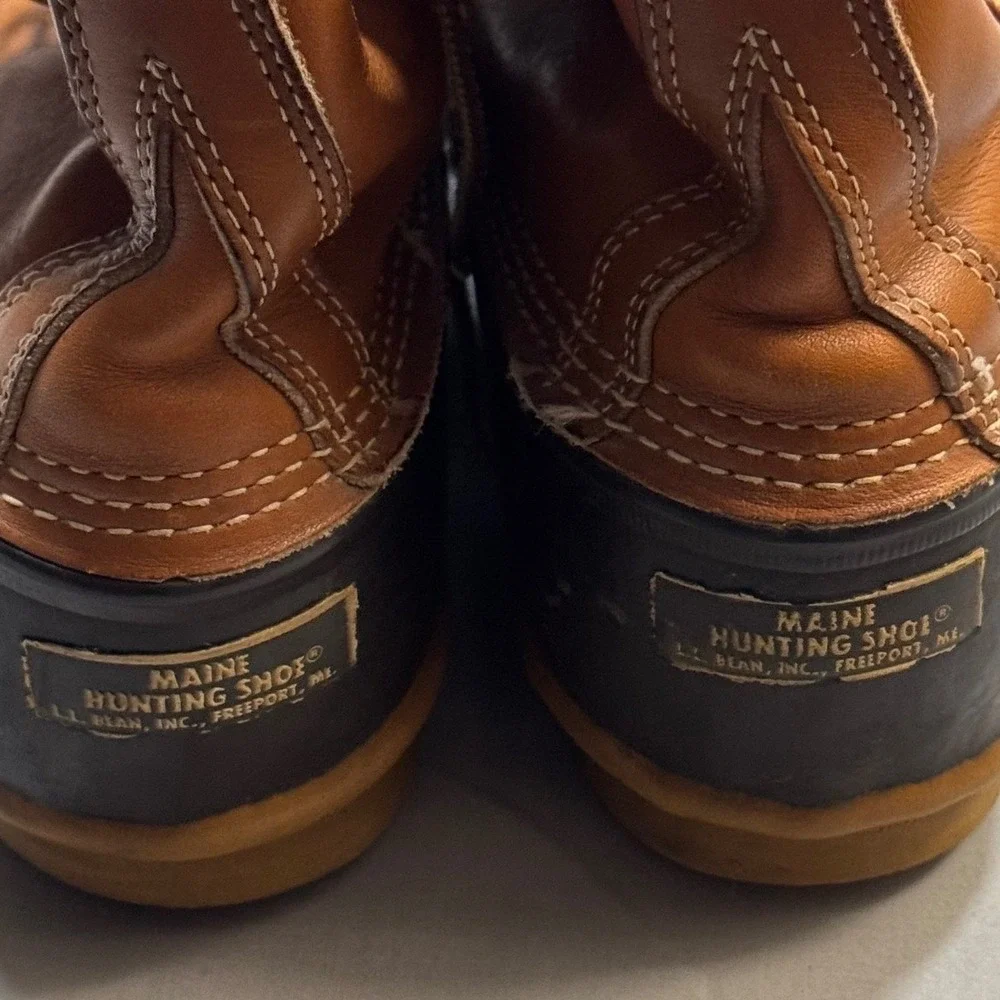 LL Bean Maine Hunting Shoe Vintage Duck Boots Mens 11 M Tan Brown Made in USA